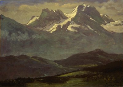 Zomersneeuw op de toppen of besneeuwde bergen door Albert Bierstadt